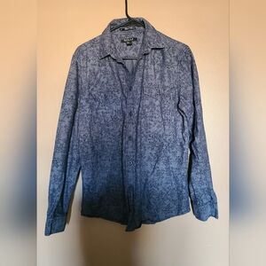 21 Men Classic Blue Vine Floral Print Button Down Mens Size Medium